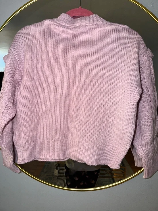 Forever 21 Light Pink Bow-Appliqué Cable Knit Cardigan - Picture 5 of 5